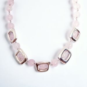 Rose Quartz and Sterling Silver Necklace
